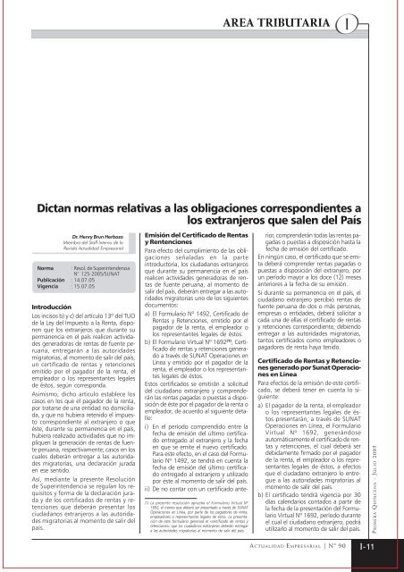 AREA TRIBUTARIA I - Revista Actualidad Empresarial