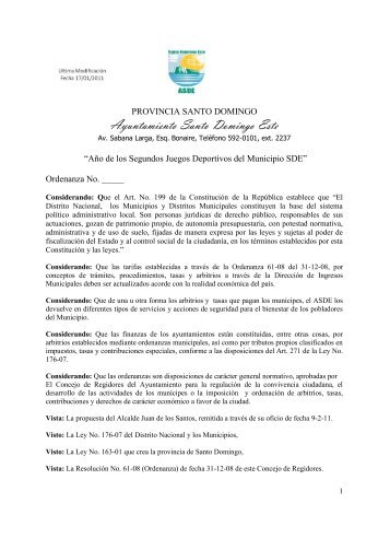 ordenanzas de ingresos municipales 10-2-11 - Ayuntamiento Santo ...