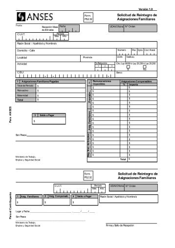 Solicitud de Reintegro de Asignaciones Familiares Solicitud ... - Anses