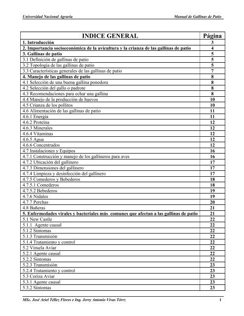 INDICE GENERAL Página - Universidad Nacional Agraria