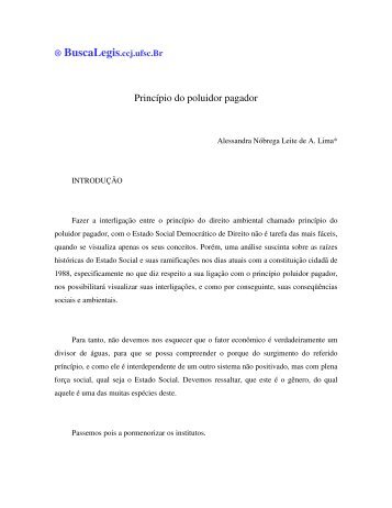Princípio do poluidor pagador - BuscaLegis - UFSC