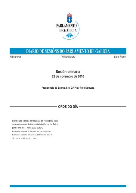 DIARIO DE SESIÓNS DO PARLAMENTO DE GALICIA