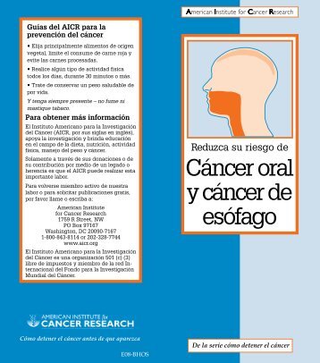 Cáncer oral y cáncer de esófago - American Institute for Cancer ...