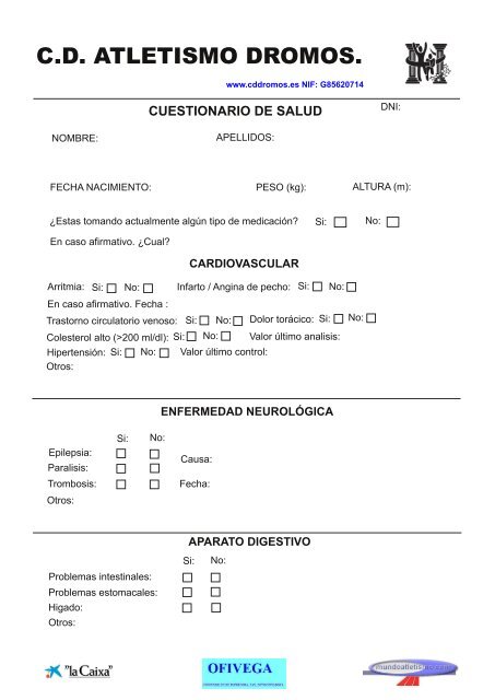 cuestionario de salud - cd atletismo dromos