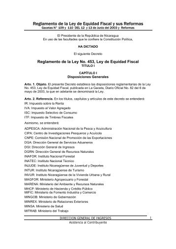 Reglamento de la Ley de Equidad Fiscal y sus Reformas