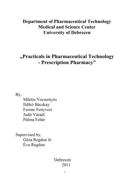 Practicals in pharmaceutical technology - Prescription Pharmacy”