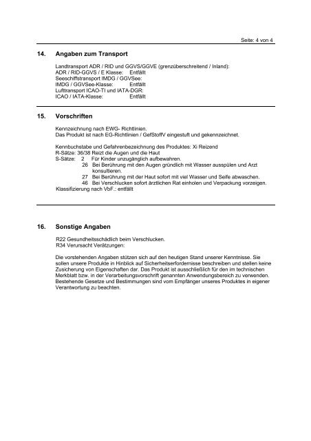 Sicherheitsdatenblatt 1. Stoff- / Zubereitungs - SCHAEFER ...