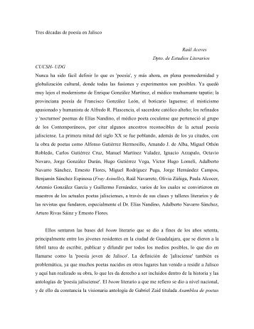 Poesía en Jalisco - Cuerpo Académico | Estudios Literarios