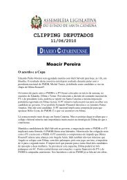 clipping deputados - Alesc - Governo do Estado de Santa Catarina