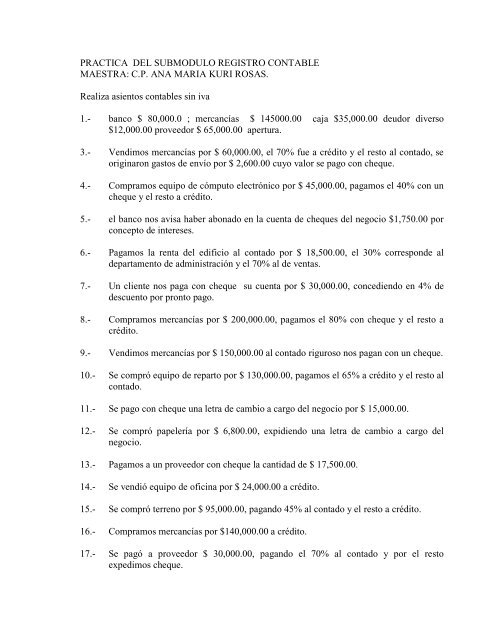 Asientos Contables Sin Iva Cetis 143 Asientos Contables Sin Iva Cetis 143