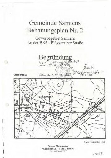 Gemeinde Samtens Bebauungsplan Nr. 2 Be ... - Amt West Rügen