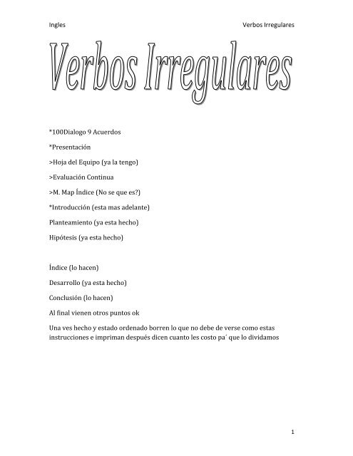 Verbos Irregulares, PDF, Linguística