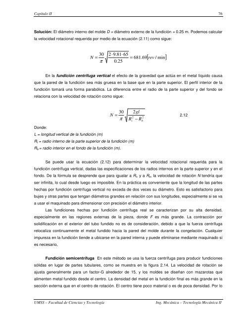 fundición centrífuga - Materias FCyT UMSS