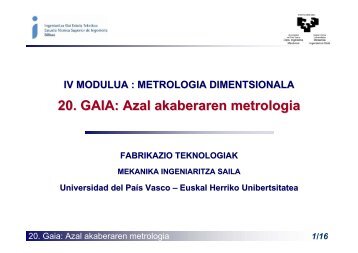 20. GAIA: Azal akaberaren metrologia - Euskal Herriko Unibertsitatea