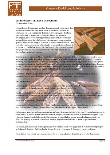 Conservación del pan y la bollería - Francisco Tejero
