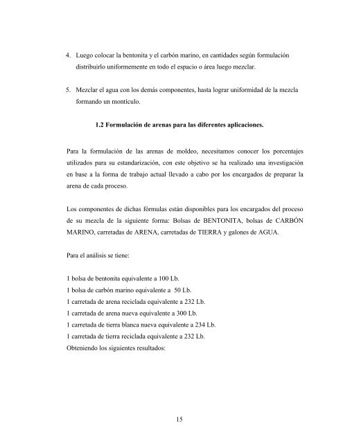 determinación de la composición óptima de la arena de fundición ...