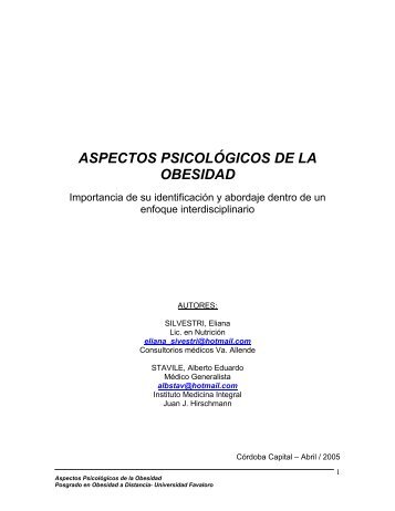 ASPECTOS PSICOLÓGICOS DE LA OBESIDAD - Nutrinfo.com