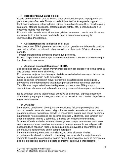 ASPECTOS PSICOLÓGICOS DE LA OBESIDAD - Nutrinfo.com
