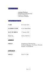 DEPARTMENT OF BOTANY University of Karachi Karachi ...