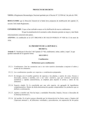 PROYECTO DE DECRETO - Ministerio de Salud Pública