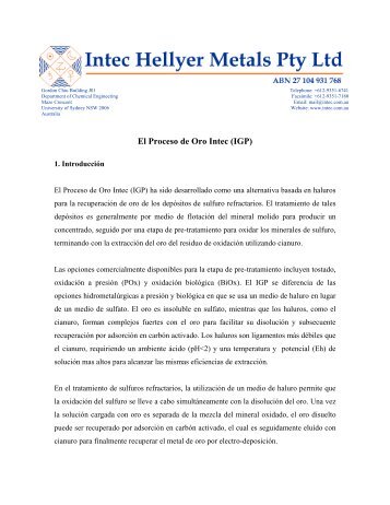El Proceso de Oro Intec (IGP) - Intec Ltd