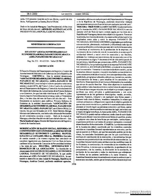 Gaceta - Diario Oficial de Nicaragua - No. 93 del 18 de mayo 2000