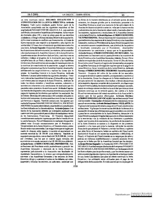 Gaceta - Diario Oficial de Nicaragua - No. 93 del 18 de mayo 2000