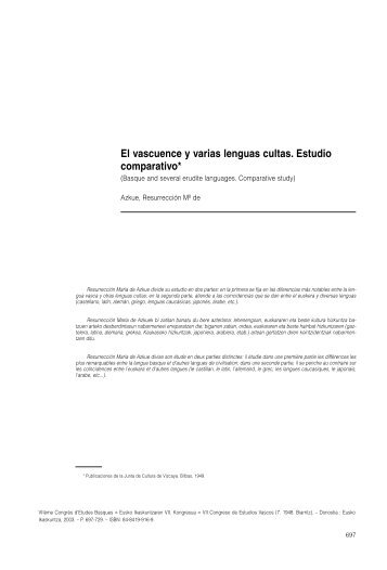 El vascuence y varias lenguas cultas. Estudio comparativo. IN ...