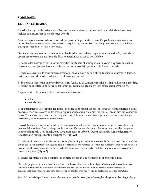 1. MOLDAJES. 1.1. GENERALIDADES. En todos los ... - RegistroCDT