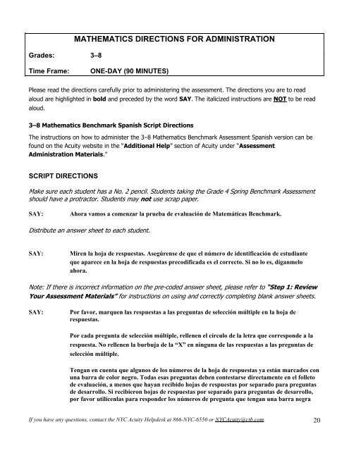 Spring Benchmark Spanish Assessment ... - CTB/McGraw-Hill