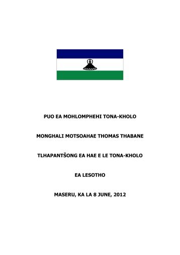 PM's Inaugural Speech-08 June 2012 - The Lesotho Government ...