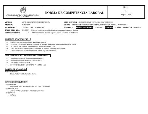 NORMA DE COMPETENCIA LABORAL - Sena