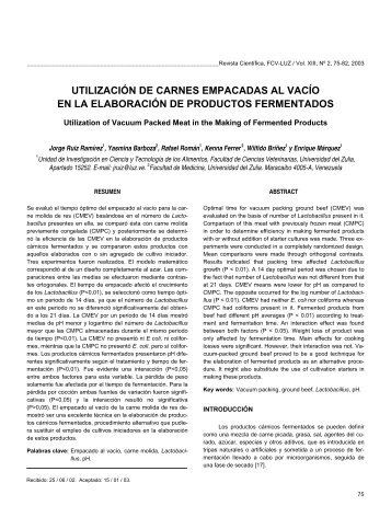 utilización de carnes empacadas al vacío en la - Saber ULA