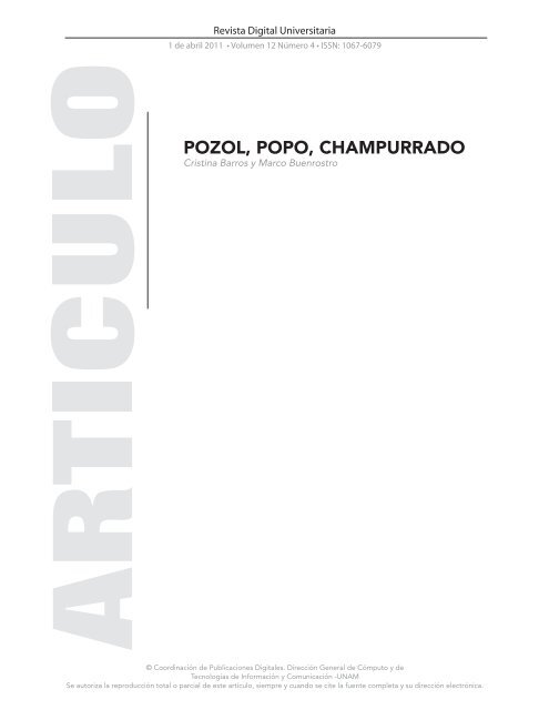 pozol, popo, champurrado - Revista Digital Universitaria - UNAM