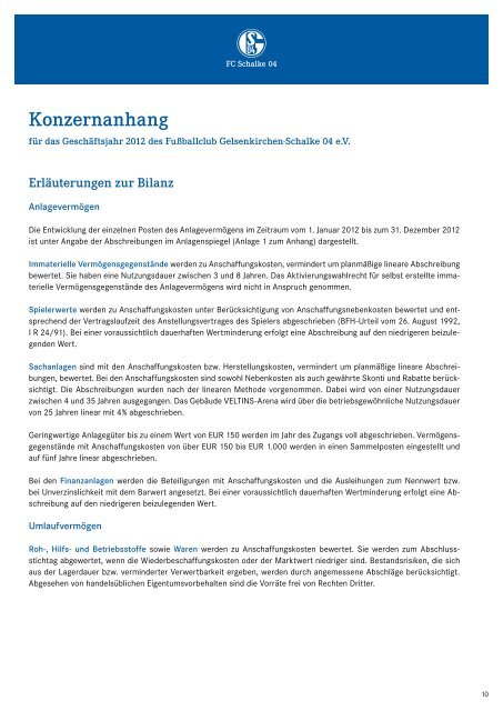 Konzernabschluss zum 31. Dezember 2012 und ... - FC Schalke 04