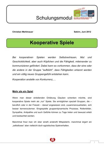 Schulungsmodul Kooperative Spiele