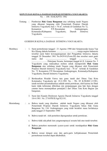 surat keputusan kepala daerah daerah istimewa yogyakarta