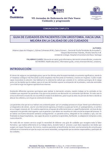 020 Guía de cuidados para pacientes con urostomia ... - Osakidetza