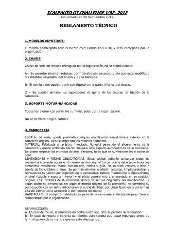 Reglamento Tecnico Scaleauto Honda HSV-10 Challege - ACSlot