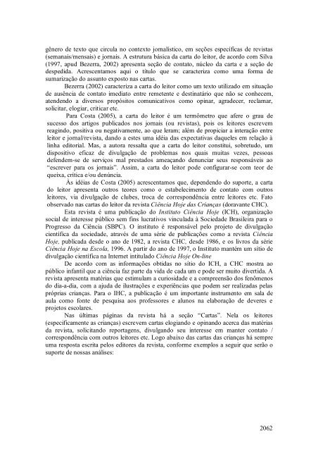 carta do leitor na revista ciência hoje das crianças - Programa de ...