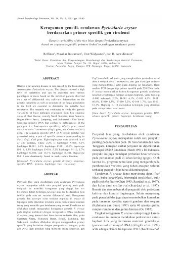 Keragaman genetik cendawan Pyricularia oryzae ... - Pustaka