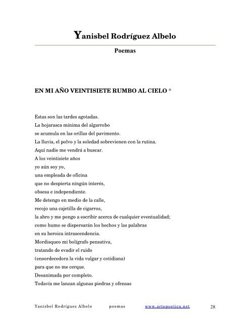 Poemas de Yanisbel Rodríguez Albelo - Rostros y Versos