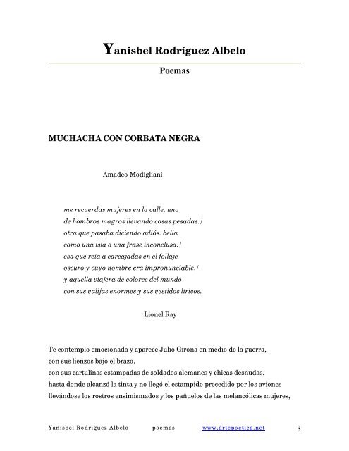 Poemas de Yanisbel Rodríguez Albelo - Rostros y Versos