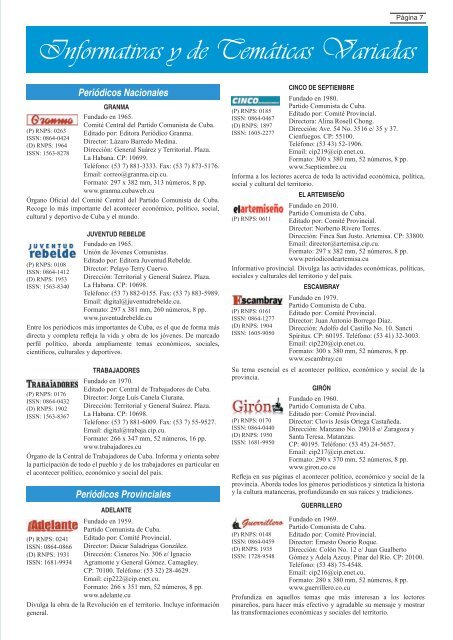 Informativas y de Temáticas Variadas - Las Publicaciones Seriadas ...