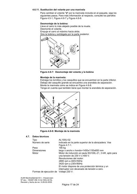 Manual de instrucciones - Almi Machinefabriek