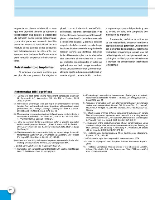 Revista de la Sociedad de Endodoncia de Chile Nº 23 Abril 2011