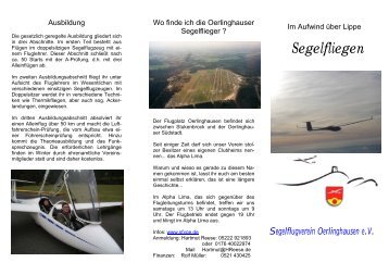 Flyer der Aktion - Segelflugverein Oerlinghausen eV