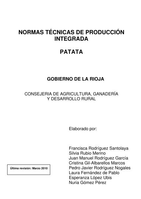 normas técnicas de producción integrada patata - Gobierno de La ...