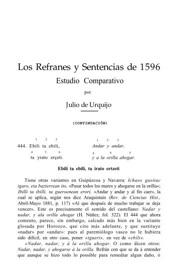 Los refranes y sentencias de 1596: estudio comparativo