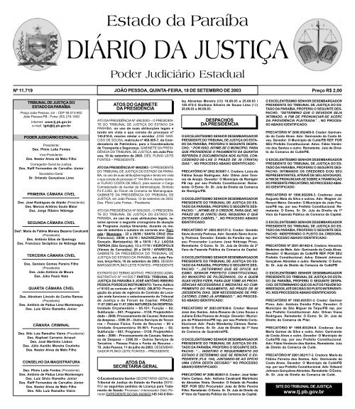 Diário da Justiça - Tribunal de Justiça da Paraíba